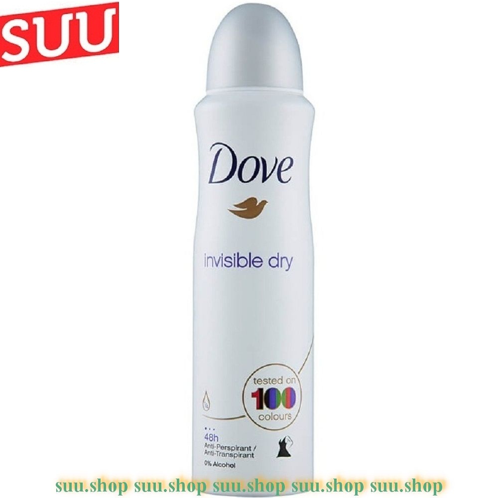 Xịt khử mùi cơ thể Dove 150ml Invisible dry màu trắng
