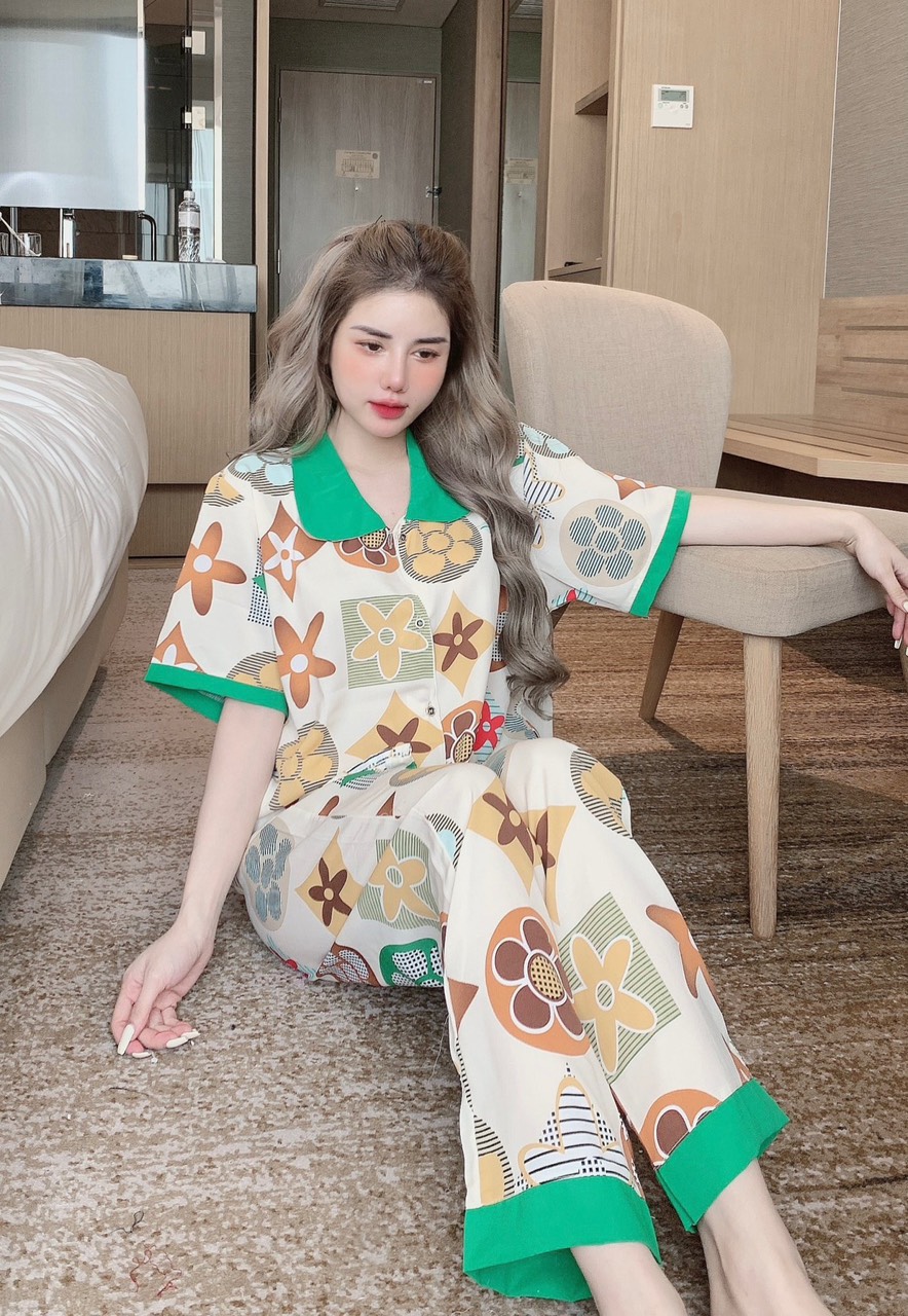 5 mẫu bigsize dưới 70kg - Đồ bộ nữ pijama lụa mango mềm mại tay ngắn quần dài - MIDA HOUSE