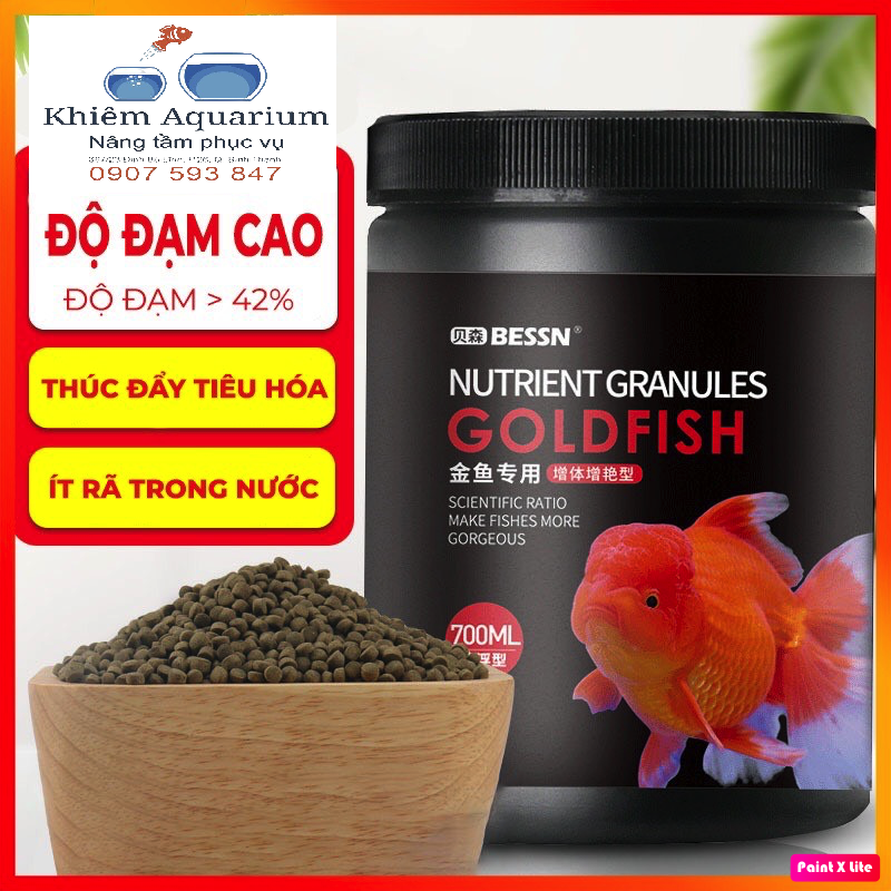 Cám Bessn Goldfish thức ăn giàu đạm, tảo xoắn và Vitamin cho cá vàng hạt 1.5mm(hulx,hikari,mizuho)/MEN TIÊU HOÁ