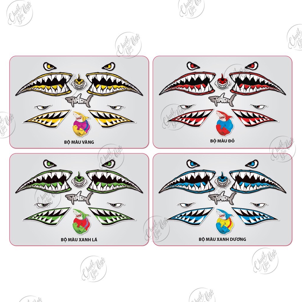 Bộ tem decal chống nước hình dán xe Hàm Răng Cá Mập NT 53