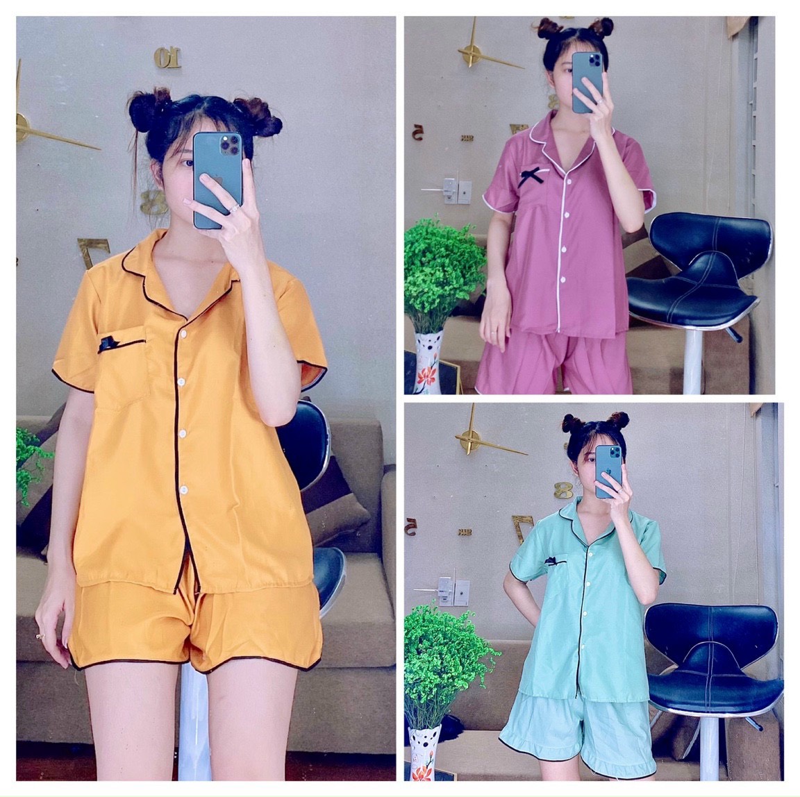 [HCM]COMBO 3 BỘ PIZAMA CỘC MẶC NHÀ CỰC XINH - HÌNH SHOP TỰ CHỤP NHIỀU HÌNH