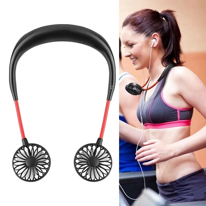 Quạt tích điện mini có cổng sạc USB - Quạt USB cầm tay mini đeo cổ dành cho người tập thể dục thể thao hoặc tập GYM , dành cho người làm việc văn phòng tiện lợi ( Giao màu ngẫu nhiên )