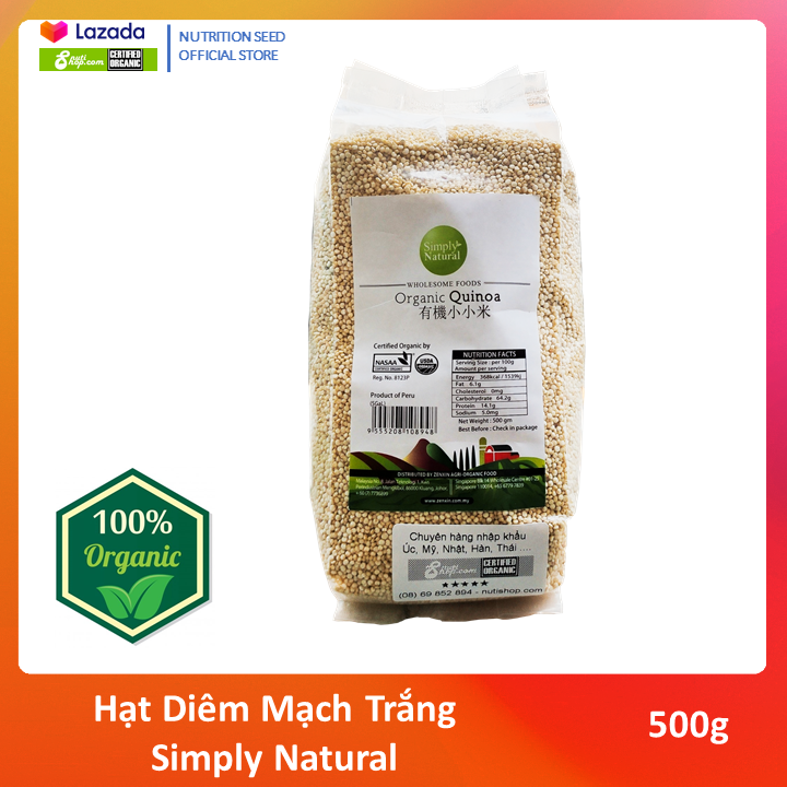 [HCM]Hạt diêm mạch quinoa trắng Simply Natural 500gr