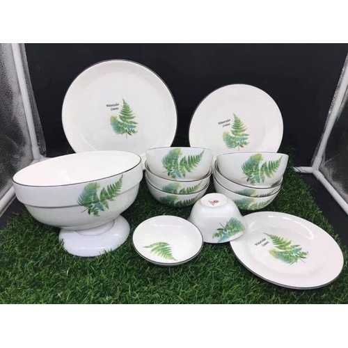 Bộ bát đĩa sứ Bát Tràng nhiều họa tiết đẹp - 1 bộ gồm 11 chiếc