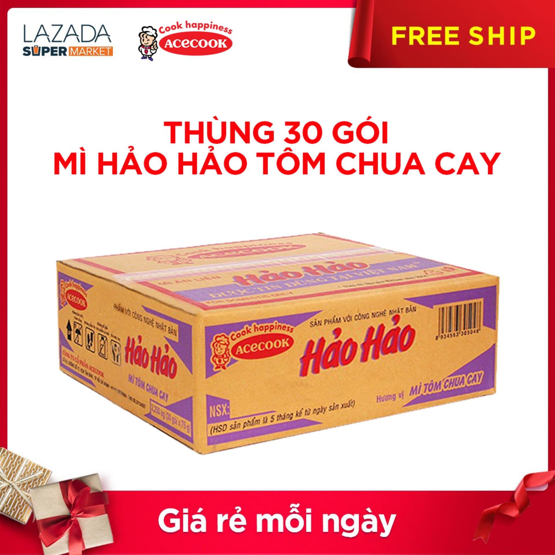 Thùng 30 gói mì Hảo Hảo tôm chua cay 75g