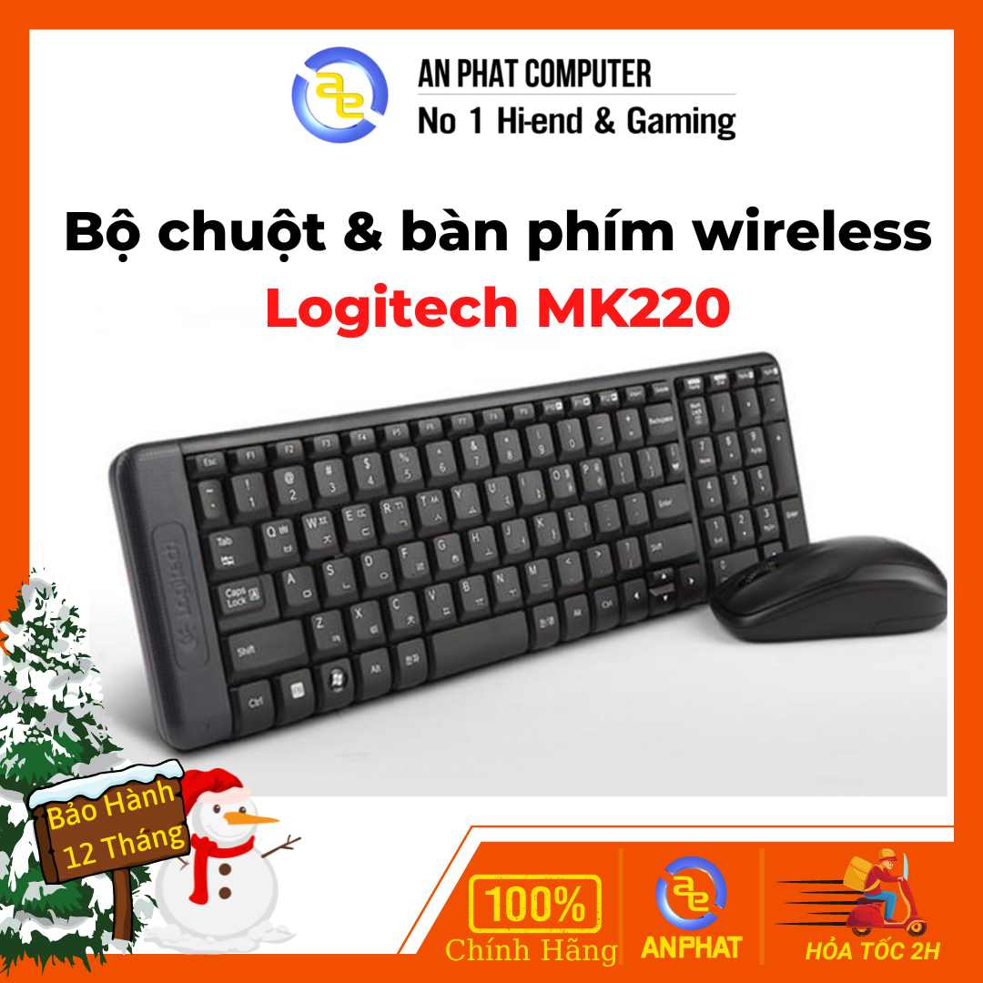 Bộ bàn phím chuột không dây logitech mk220 - bh chính hãng 36 tháng