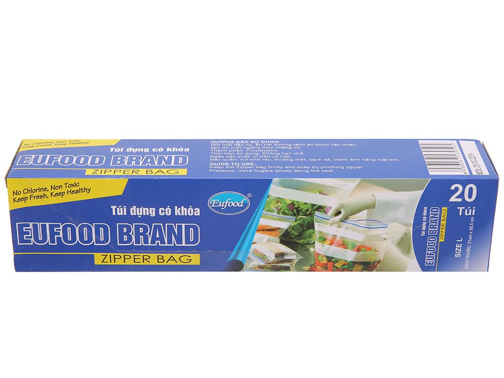 Túi đựng có khoá zip eufood size l 26.5 x 31cm