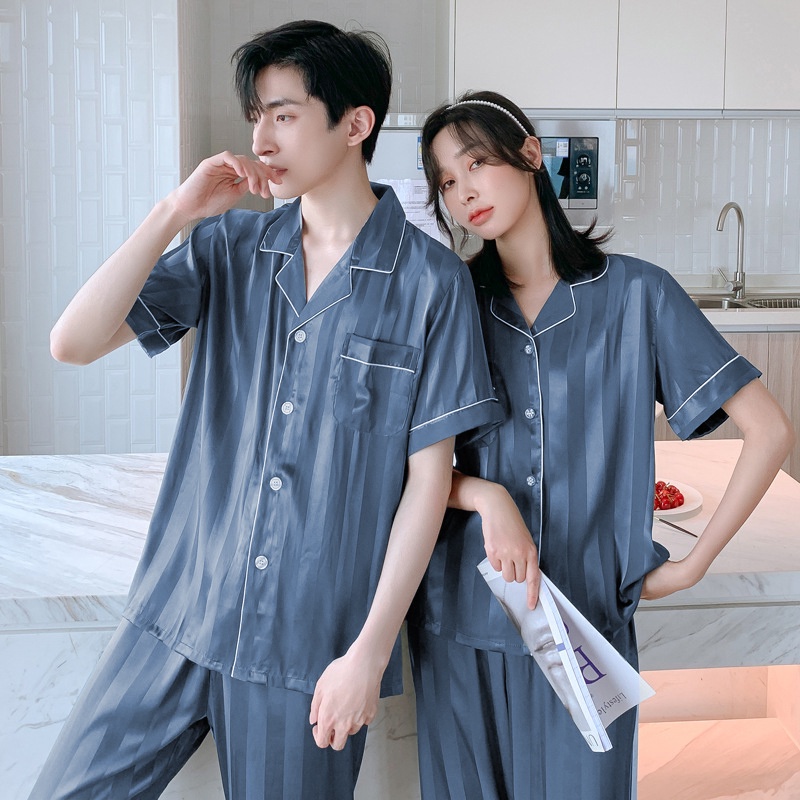 Đồ ngủ satin lụa cao cấp 💫 đồ đôi lụa gấm mặc nhà nam nữ 💫 ivy600