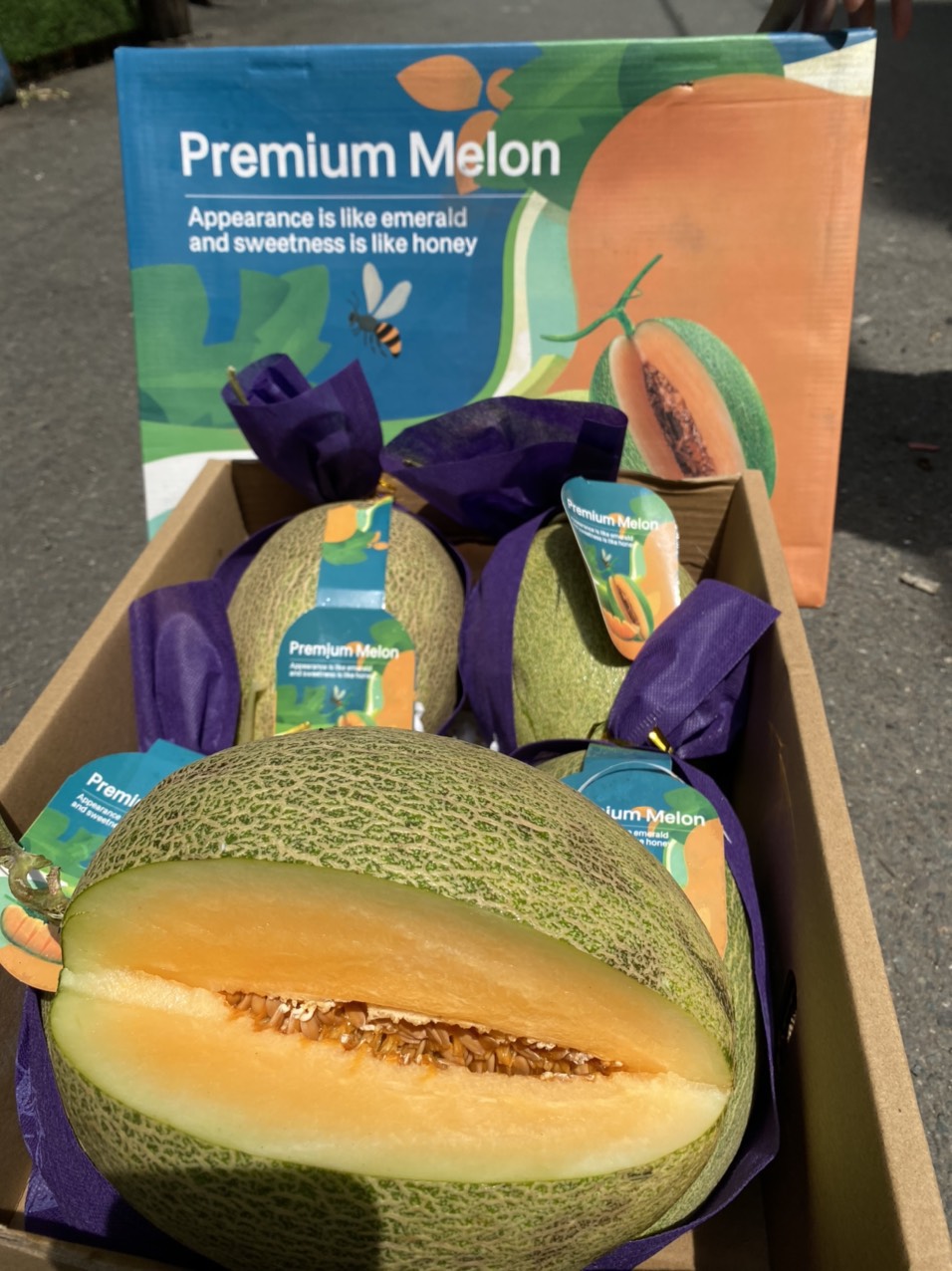 vg farm dưa lưới premium melon trái dài ruột cam (1,5kg - 1,7kg) giòn, ngọt thanh 1
