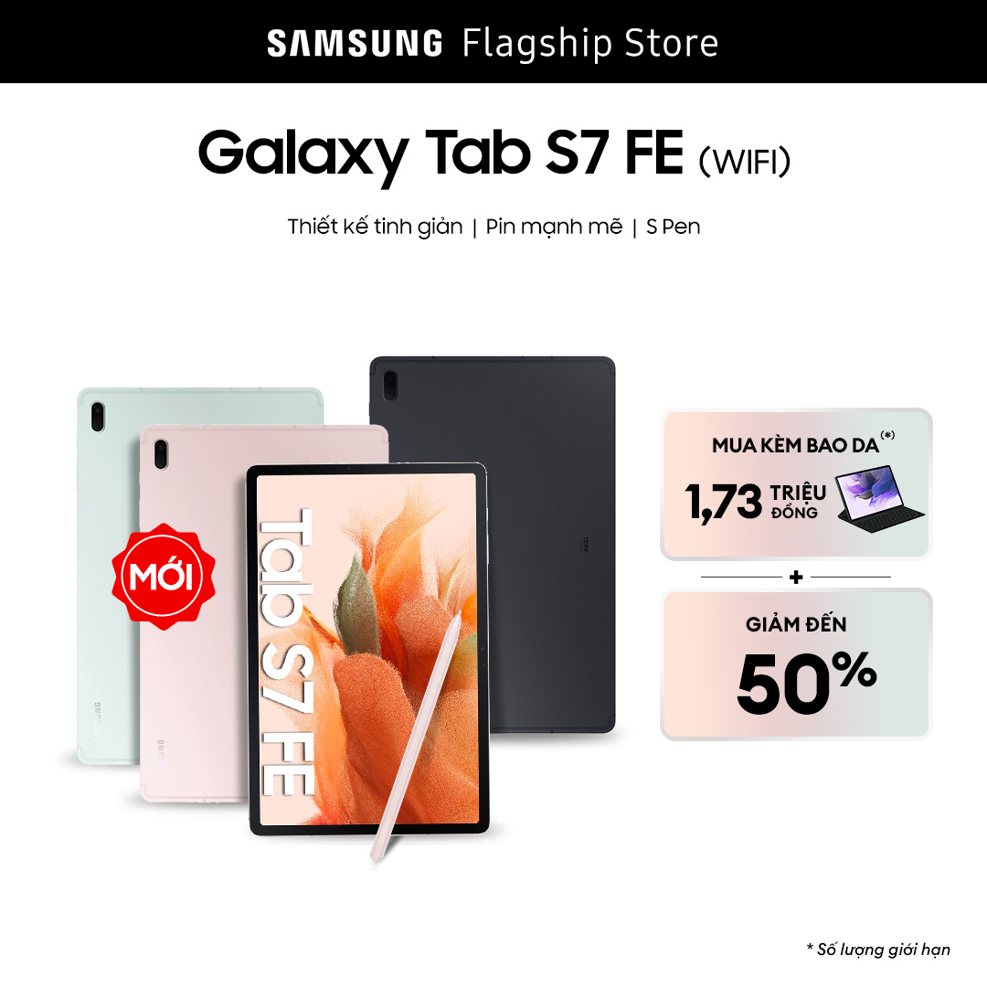 CHỈ 15.09 Máy tính bảng Samsung Galaxy Tab S7 FE WiFi 64GB