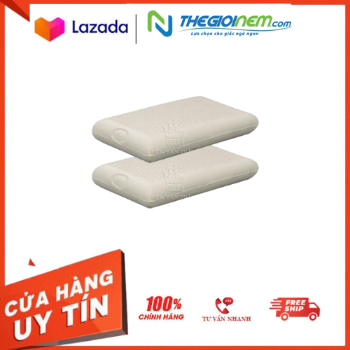 [HCM]Com Bo 2 Gối  nằm Oval Cao Su Thiên Nhiên Vạn Thành 38x62x12cm độ đàn hồi cao nâng đỡ tốt