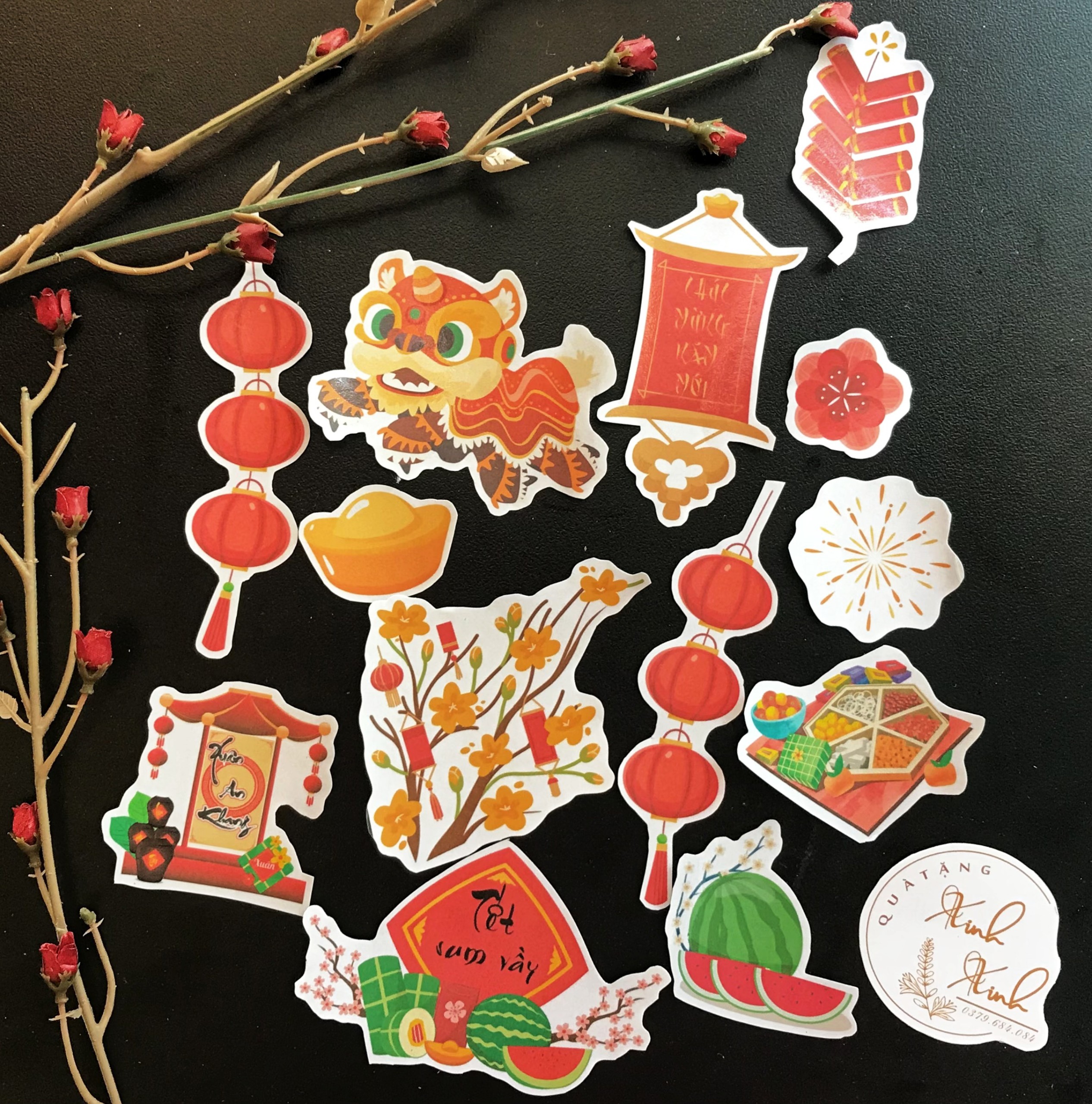 Sticker trang trí tết, nhãn dán nhỏ xinh, nhãn dán tết 2023