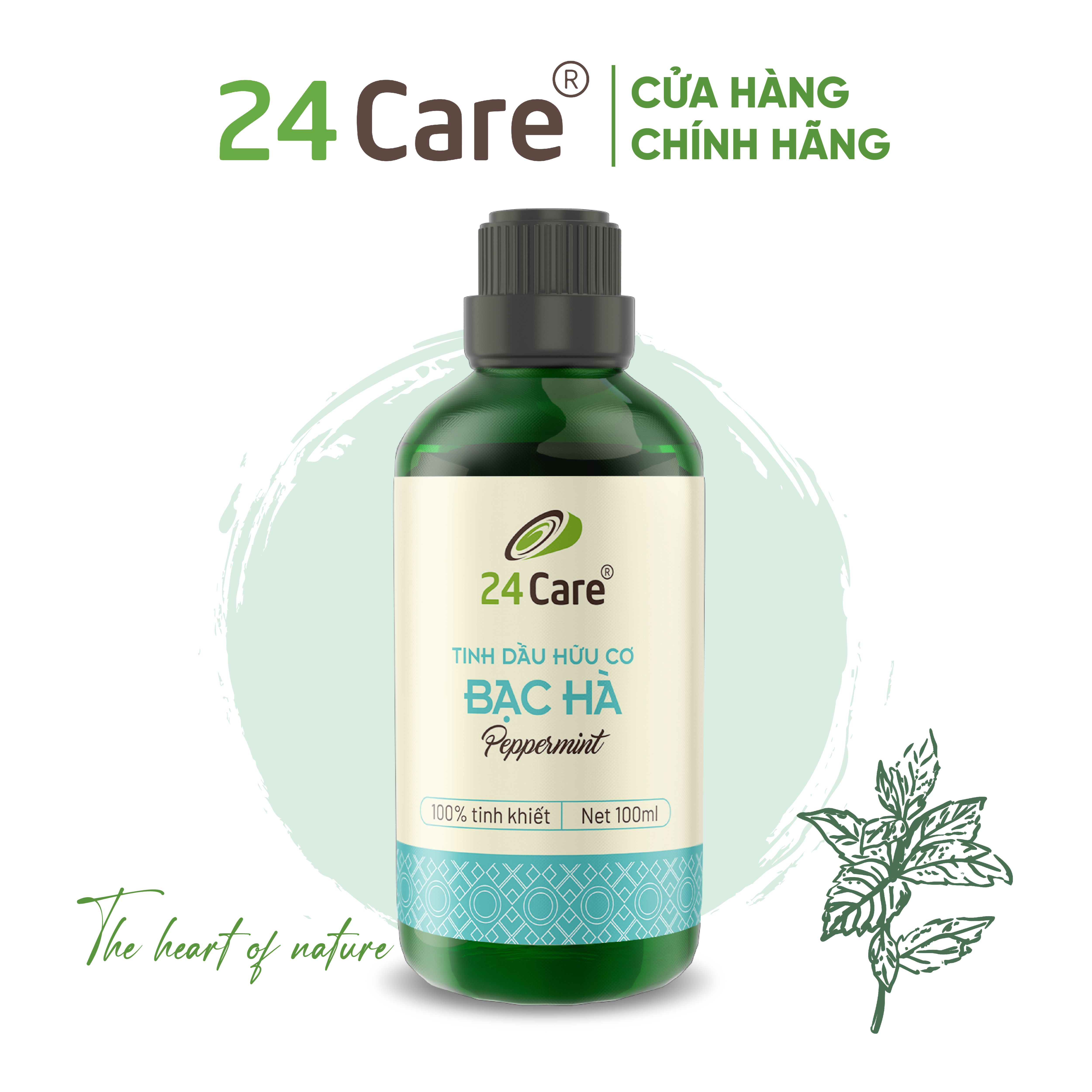 Tinh dầu Bạc Hà 24Care hữu cơ Organic FDA Hoa Kỳ -  Xông phòng, Khử mùi, Đuổi muỗi - Tinh dầu Bạc Hà/ Quế/ Oải hương/ Bưởi/ Cam/ Hoa Lài/ Quýt/ Tràm Huế/ Hoa Hồng/ Lavender/ Ngọc Lan Tây/ Tràm Trà/ Sả Java/ Trà Xanh
