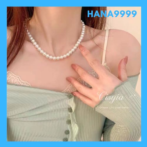 Dây chuyền ngọc trai mặc áo dài vòng cổ ngọc trai nữ thời trang hàn quốc cao cấp hạt 8mm HANA9999