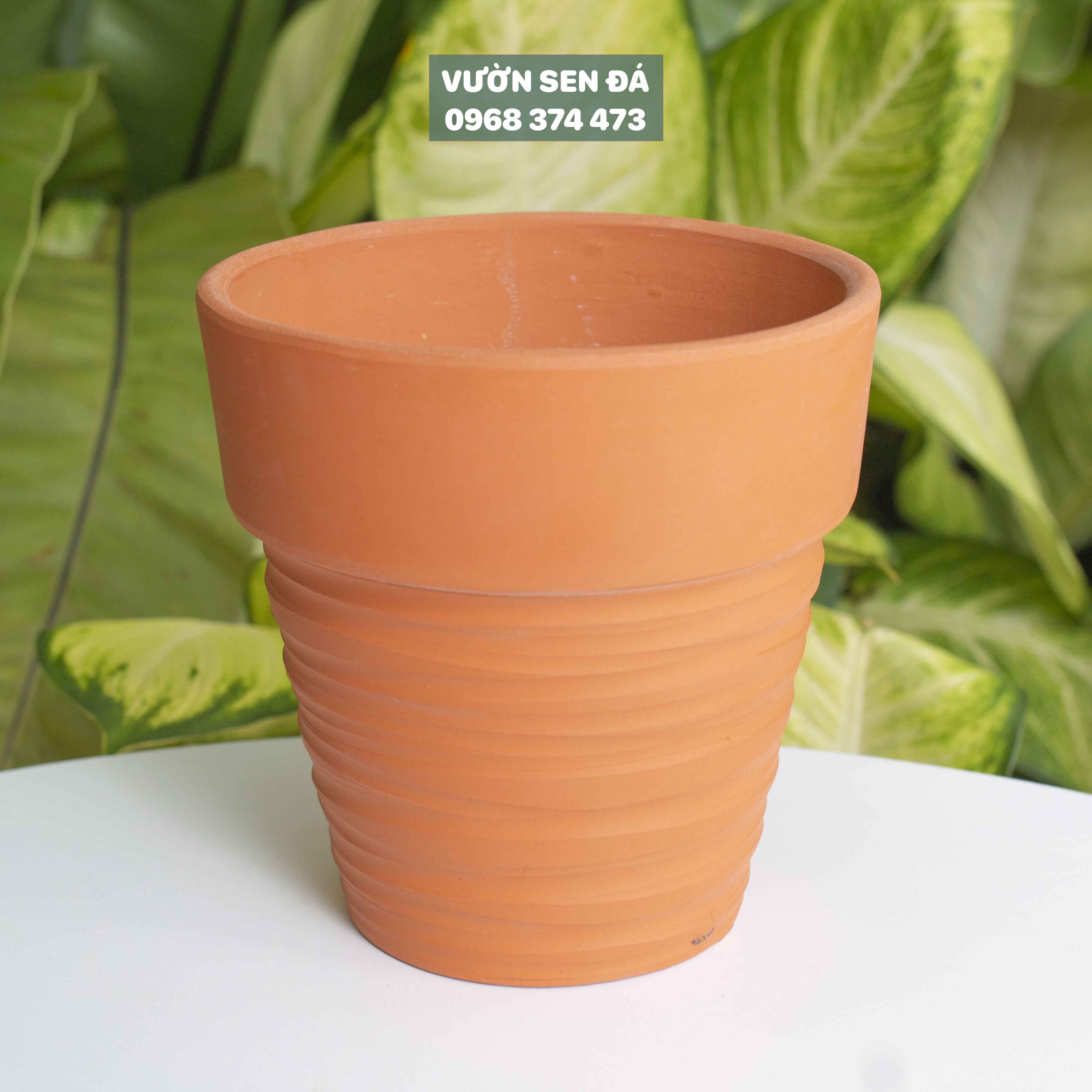 Chậu đất nung đỏ sọc 15cm