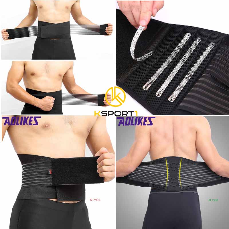 Đai lưng squat tập gym có hỗ trợ lò xo aolikes