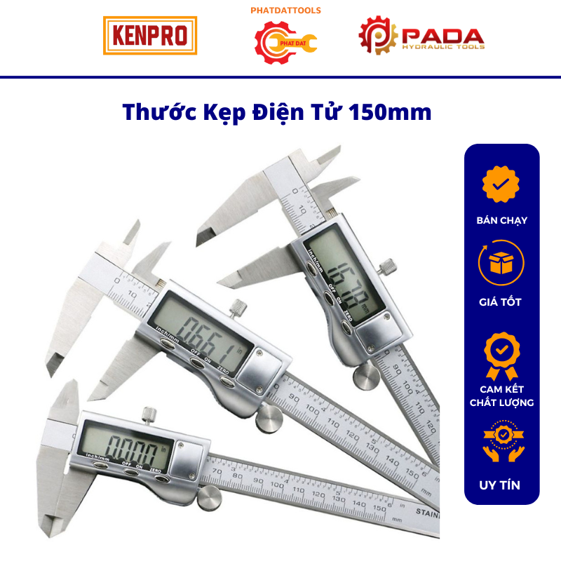 Thước kẹp điện tử 150mm thép không gỉ-kèm pin sơ cua-thước cặp điện tử 150mm