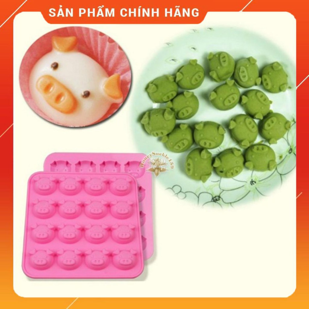 Khuôn Silicon Đổ Socola/Thạch/Đá/Kẹochipchip/Pudding Hình 16 Mặt Heo Xinh
