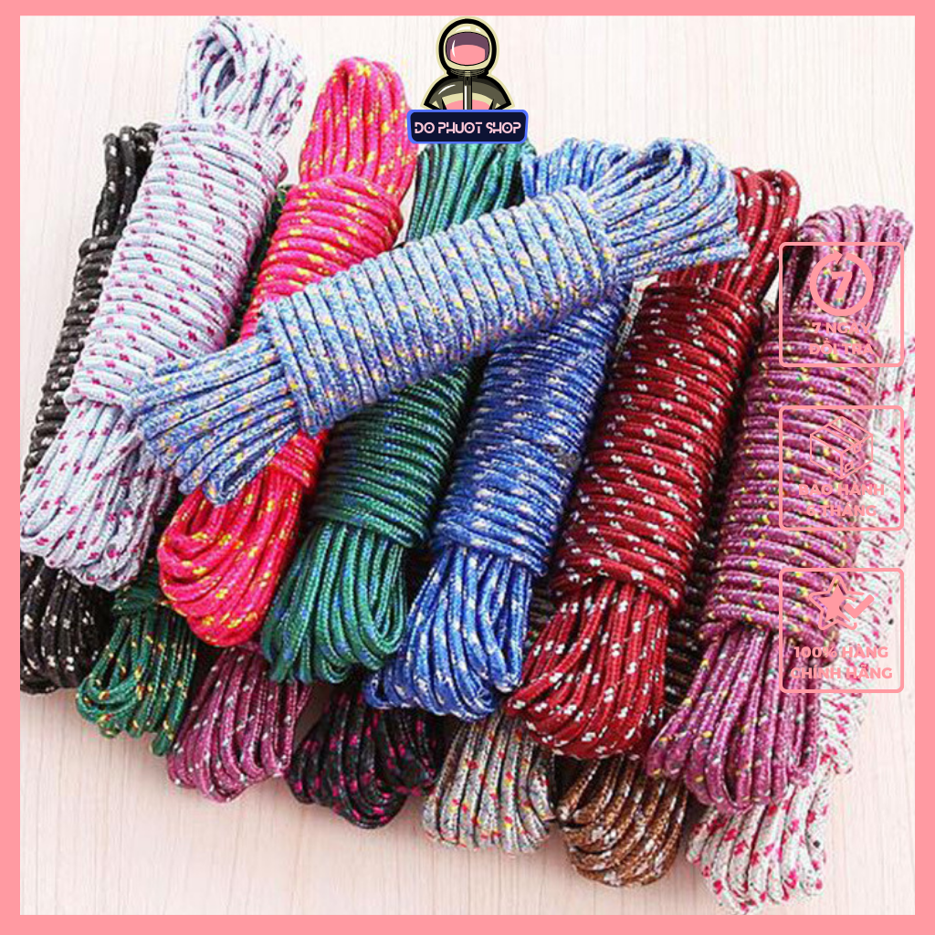 Cuộn dây dù dài 10m treo phơi đồ, buộc đồ tiện dụng - màu ngẫu nhiên