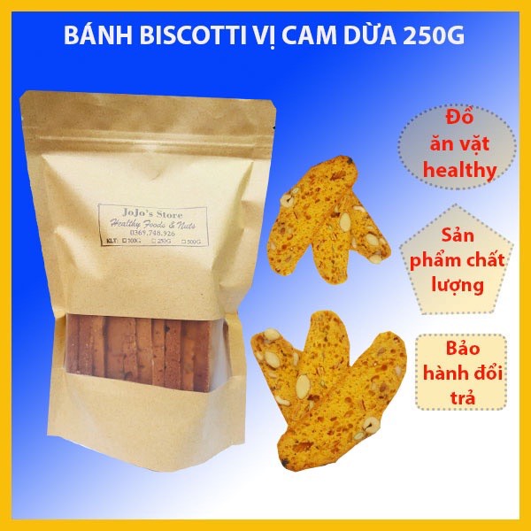 Bánh Biscotti nguyên cám ăn kiêng vị Cam Dừa đặc biệt 250g