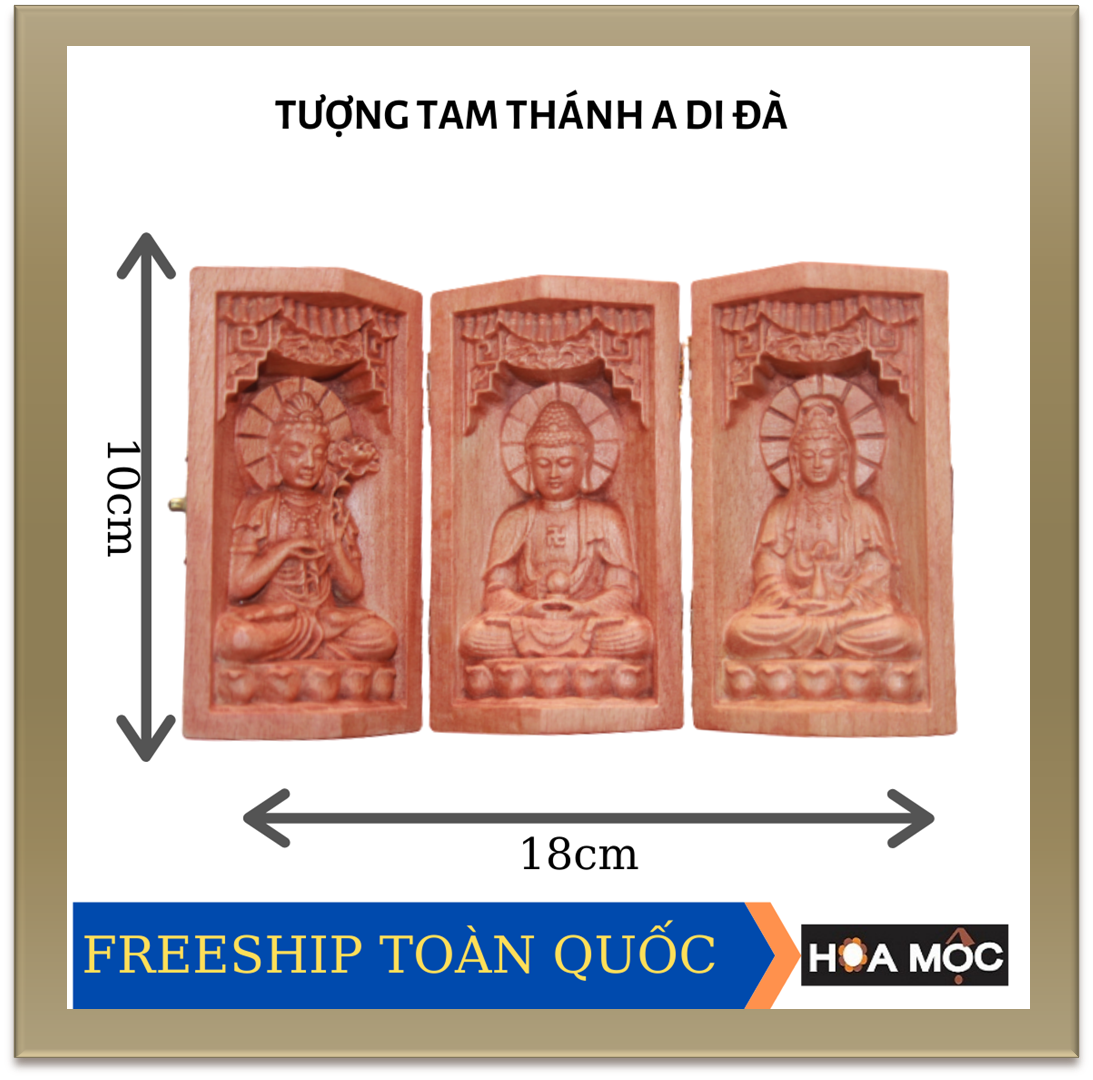 [HCM]Hộp Tượng Tam Thánh Đại Thế Chí – Phật A Di Đà - Quan Âm Bồ Tát . Điêu Khắc Chất Liệu Gỗ Tượng nhỏ trang trí Quà tặng