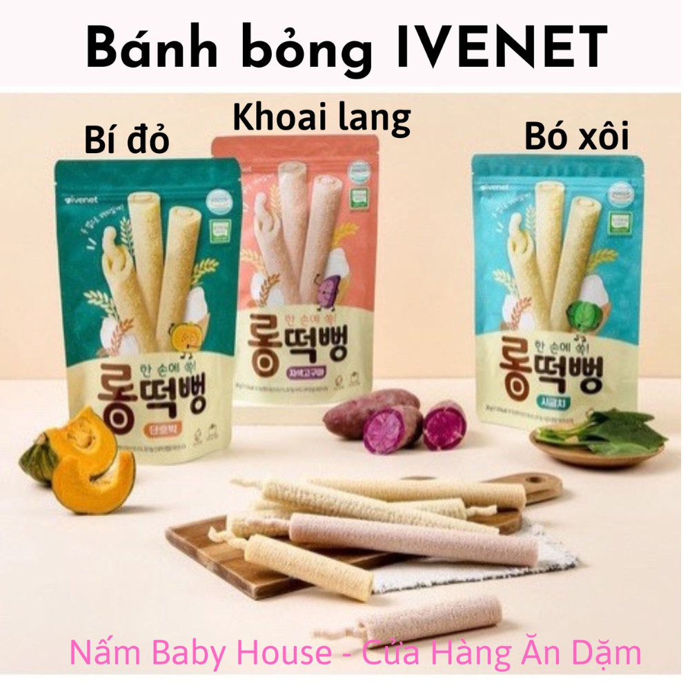 Bánh gạo lứt thanh dài Ivenet Hàn Quốc đủ vị cho bé 6 tháng