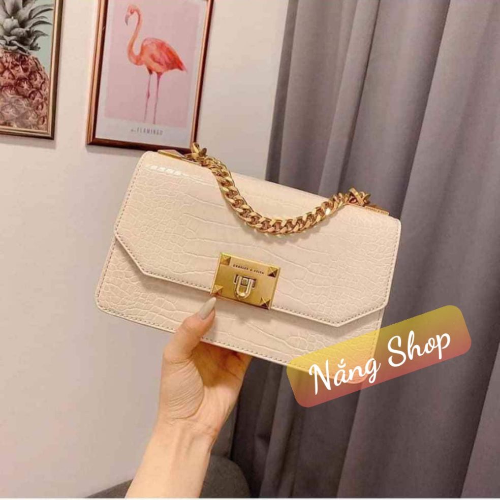 Túi Cnk nữ màu trắng dây xích full box sang chảnh