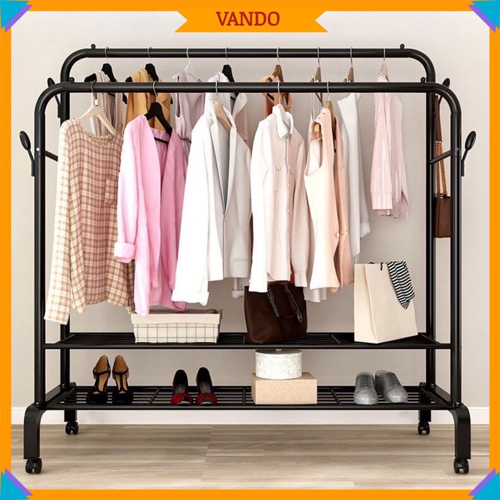 Giá Kệ Treo Quần Áo Đa Năng VANDO Phong Cách Hàn Quốc Có Tầng Để Giày Dép-1 thanh- 1 tầng