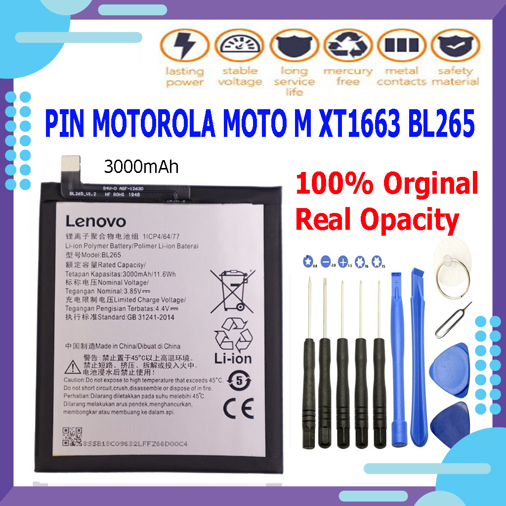Pin motorola moto m xt1663 bl265 3000mah - tặng kèm keo dán và bộ tháo mở