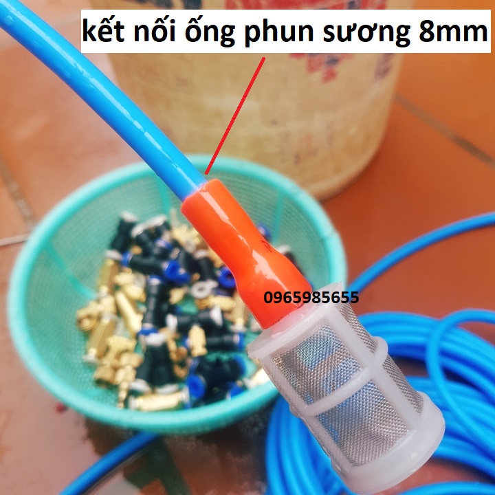 đầu lọc nước cho máy phun sương mini (nối ống 8mm) - máy bơm mini - máy lọc nước trõ lọc máy phun sương lắp vừa ống dây 8 -12 Bộ lọc rác đầu hút máy phun sương dùng thả trong xô chậu