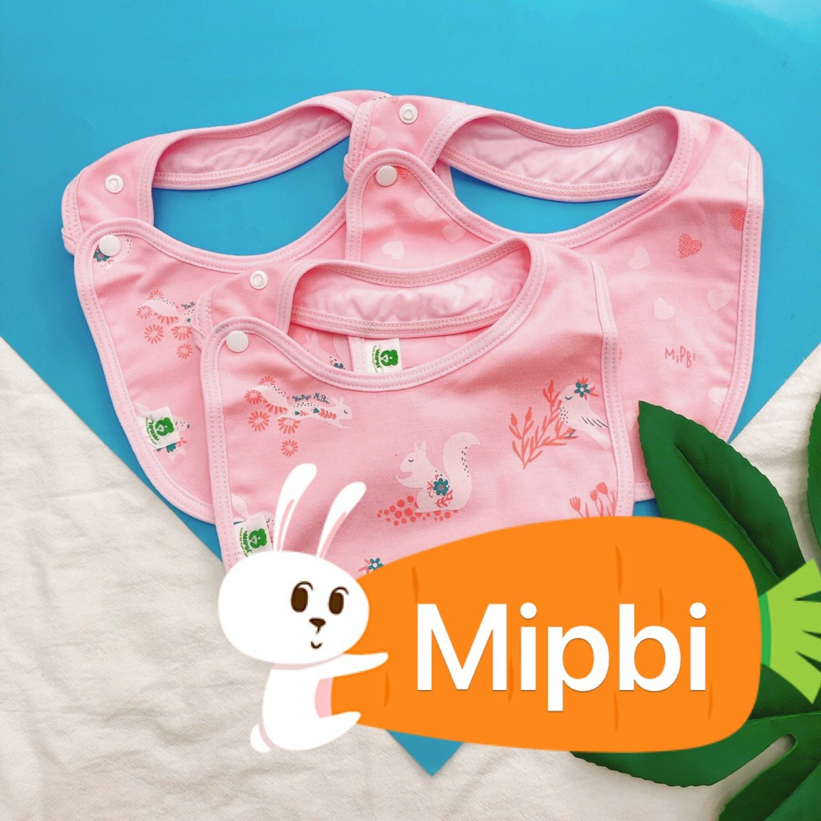 Yếm tròn Cho Bé Sơ Sinh MIPBI - 100% Cotton siêu mềm mịn - nút bấm an toàn [giá 1 chiếc]