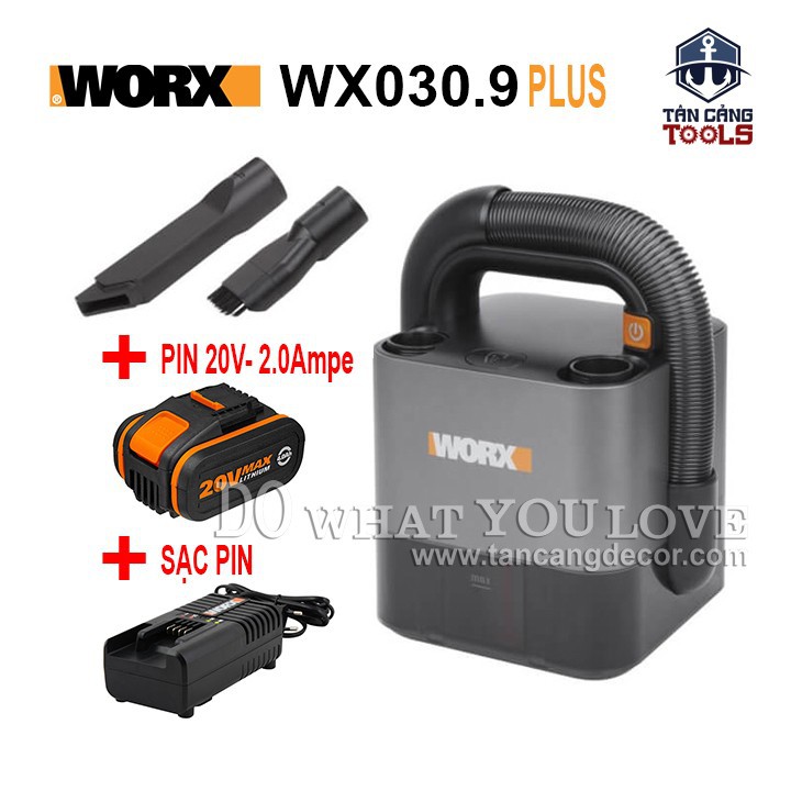 Combo máy hút bụi mini worx wx030.9 20v 2ampe