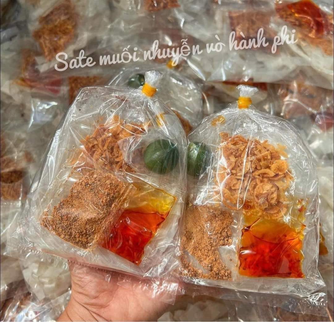 Bánh tráng phơi sương sate hành phi