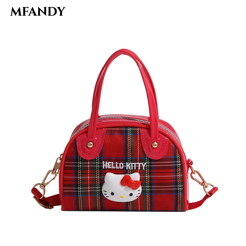 Túi kẻ sọc Hello Kitty y2k túi đeo chéo cầm tay dễ thương 2023