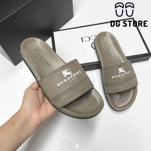Dép quai ngang burberry, dép da xịn, dép thời trang siêu bền đẹp