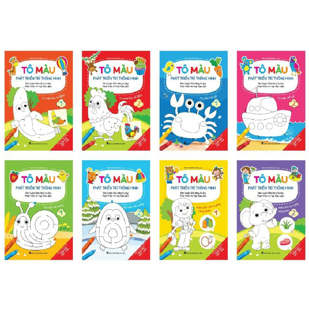 Combo 8 Quyển Tô Màu Phát Triển Trí Thông Minh Qua Các Trò Chơi - Dành Cho Bé Từ 2-6 Tuổi