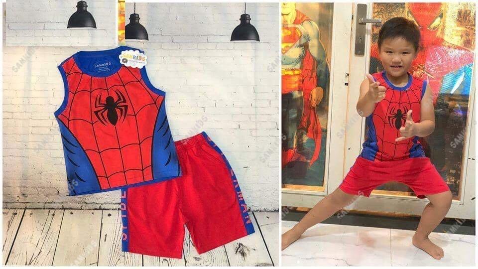Bộ quần áo bé trai in hinh siêu nhân nhện sát nách
