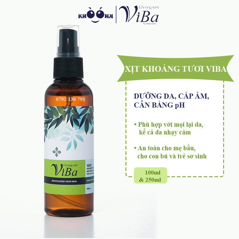 Xịt khoáng viba - khoáng tươi nguyên chất cấp ẩm, cân bằng ph, phục hồi da