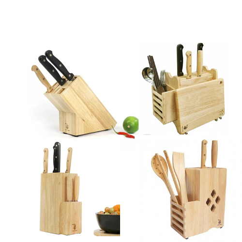 Giá để dao gỗ nhiều kiểu, gỗ cao su cao cấp - bền đẹp sang trọng cho gian bếp - gỗ đức thành