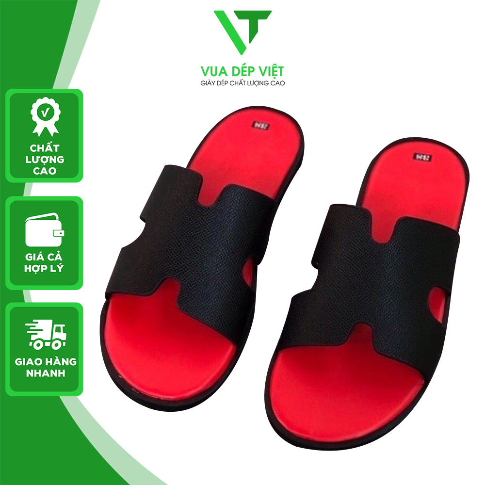 Dép quai ngang nam HM đỏ DV17 dép nam thời trang siêu nhẹ đế cao chống trơn trượt mang êm chân - Vua Dép Việt