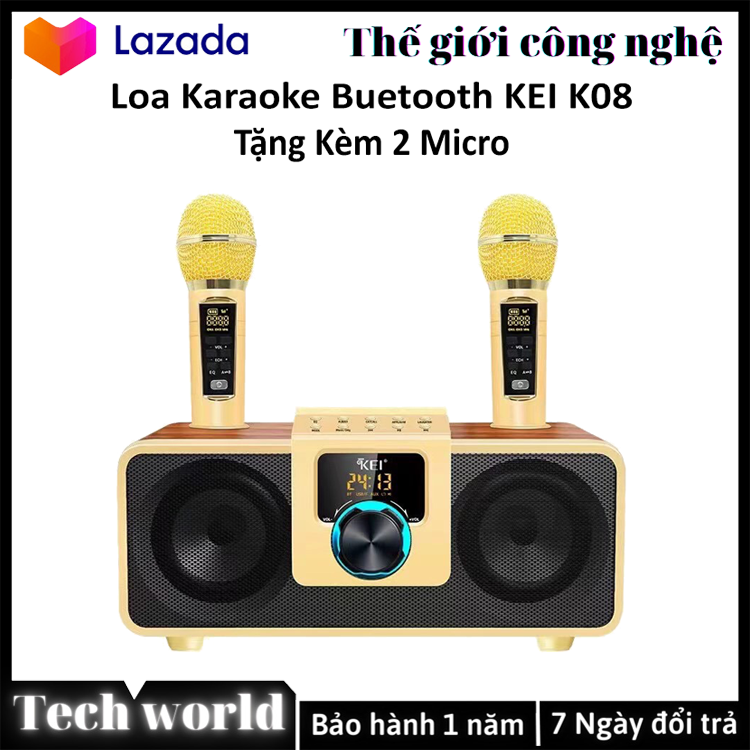 Loa Hát Karaoke Bluetooth Công Suất Lớn- Loa Karaoke Bluetooth KEI K08 Cao Cấp, Kết Nối Bluetooth 5.0, Màn Hình Led Hiển Thị, Âm Thanh Trầm Ấm Sống Động, Chống Hú, Chống Rít, kết nối USB, AUX, TF card. Bảo Hành 12 Tháng