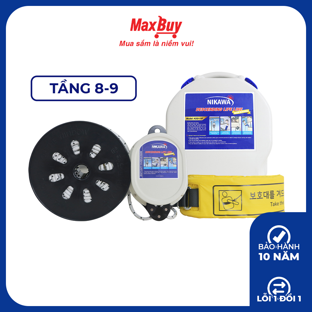 Bộ dây thoát hiểm tự động 27m Nikawa KDD-9F sử dụng từ tầng 8 đến 9 Tặng móc treo HY01