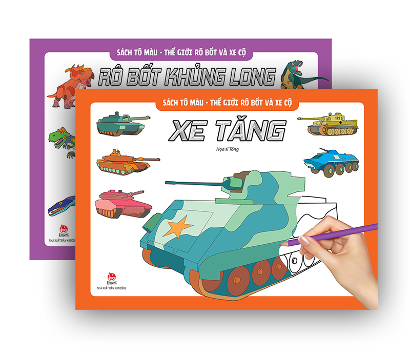 Kim Đồng - Sách tô màu - Thế giới rô bốt và xe cộ (trọn bộ 6 quyển)