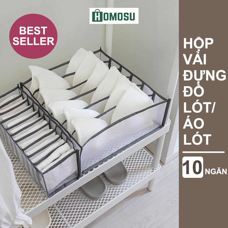 Hộp Đựng Đồ Lót, Quần Áo, Hộp Vải Chia Ngăn Để Ngăn Kéo, Tủ Quần Áo Siêu Gọn P007