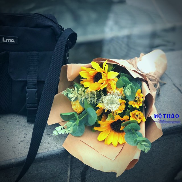 [ẢNH SHOP CHỤP] Bó Hoa Hướng Dương Giả Mix Tone Màu Vàng Chất Liệu Lụa Dùng Làm Quà Tặng, Decor Trang Trí Shop
