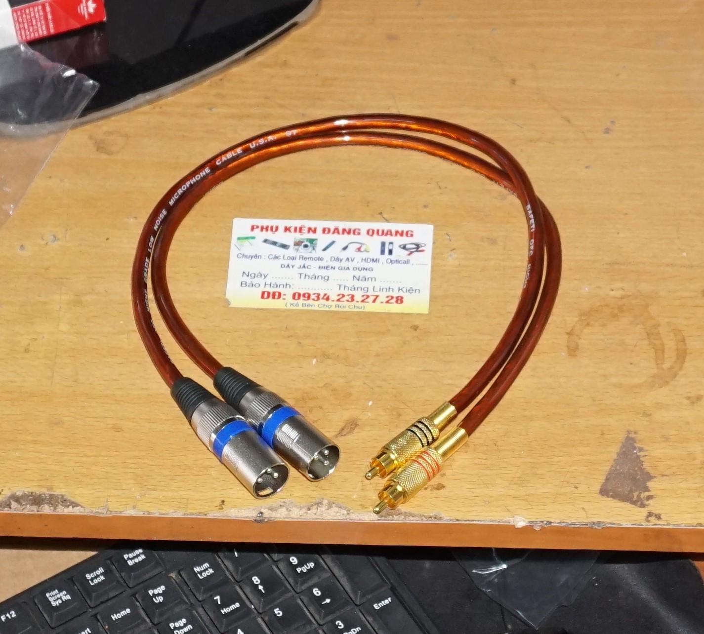 Cặp dây jack canon Đực ra AV dài 0.5m ( canon sọc , dây tốt )