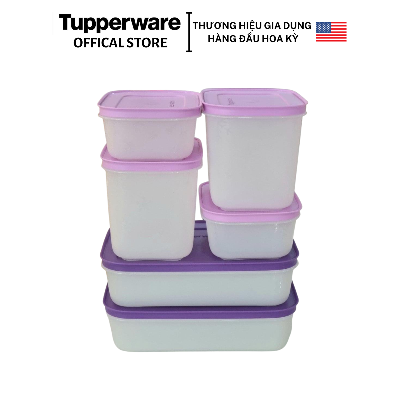 Bộ hộp trữ đông, trữ mát thế hệ mới Tupperware Violet Set 6 - Bảo hành trọn đời, nhựa nguyên sinh an toàn