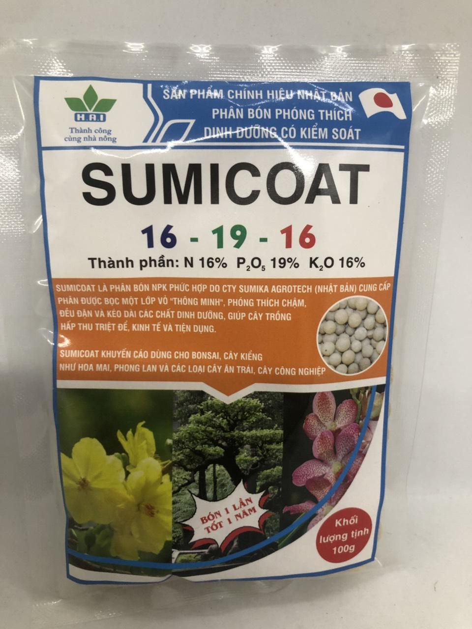 [HCM]Gói 100g Phân tan chậm SUMICOAT Nhật Bản cho hoa lan mai sứ thái 16-19-16