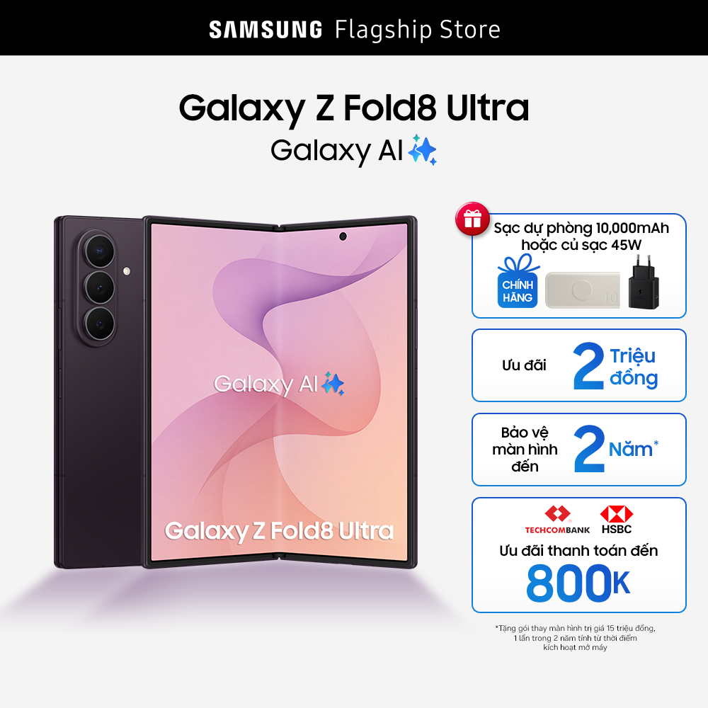 Điện thoai Samsung Galaxy Z Fold8 Ultra, 256GB | 512GB, Chip Snapdragon, Pin 5,000mAh, Camera 200MP chuẩn Ultra, Galaxy AI