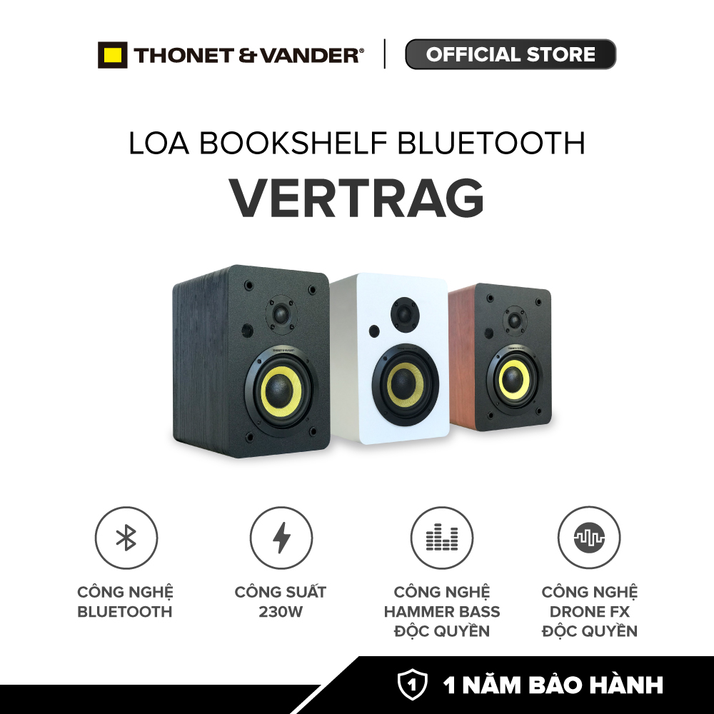 [HÀNG CHÍNH HÃNG ĐỨC] Loa bookshelf Bluetooth THONET & VANDER VERTRAG | Công nghệ Bluetooth | Công suất 230w | Công nghệ Hammer Bass và Drone FX độc quyền | Bảo hành chính hãng
